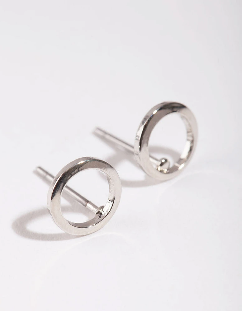 Silver Mini Open Circle Stud Earrings