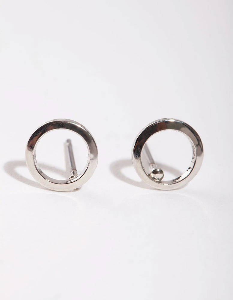 Silver Mini Open Circle Stud Earrings