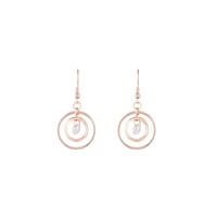 Rose Gold Diamante Bead Double Circle Earrings