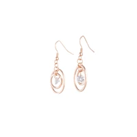 Rose Gold Diamante Bead Double Circle Earrings