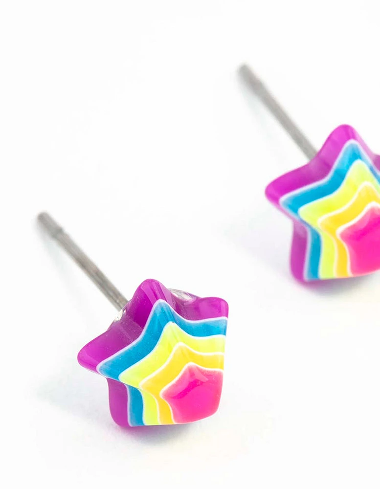 Rainbow Mini Star Stud Earrings