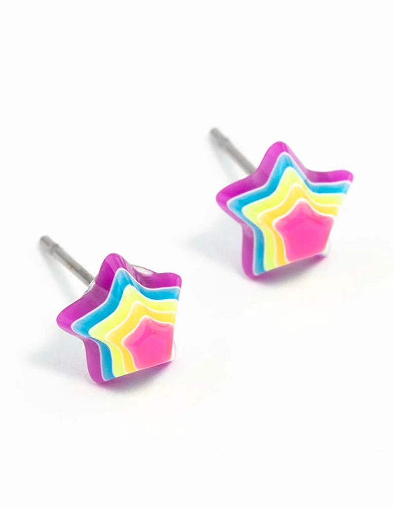 Rainbow Mini Star Stud Earrings