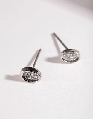 Silver Glitter Stud Earrings