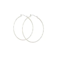 Silver Diamond Cut Hoop Earrings