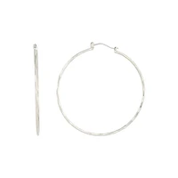 Silver Diamond Cut Hoop Earrings