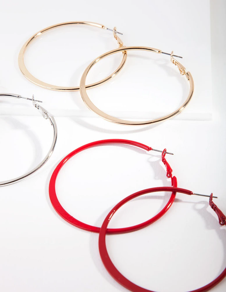 Mixed Metals Square Edge Hoop Earring Pack