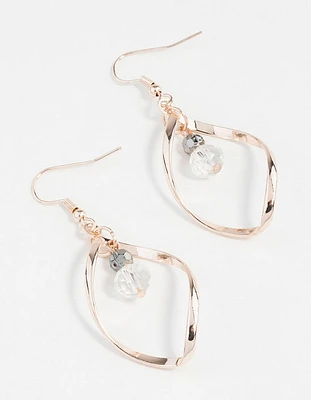 Rose Gold Twist Bead Drop Earrings