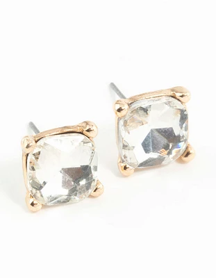 Square Diamante Set Stud Earrings