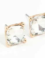 Square Diamante Set Stud Earrings