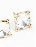 Square Diamante Set Stud Earrings