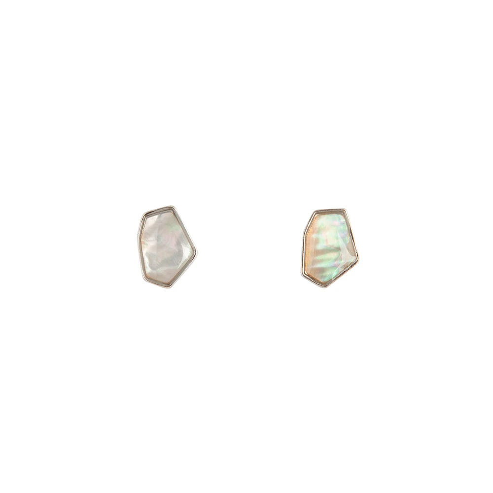 Irregular Shaped Pearl Coloured Stud Earrings