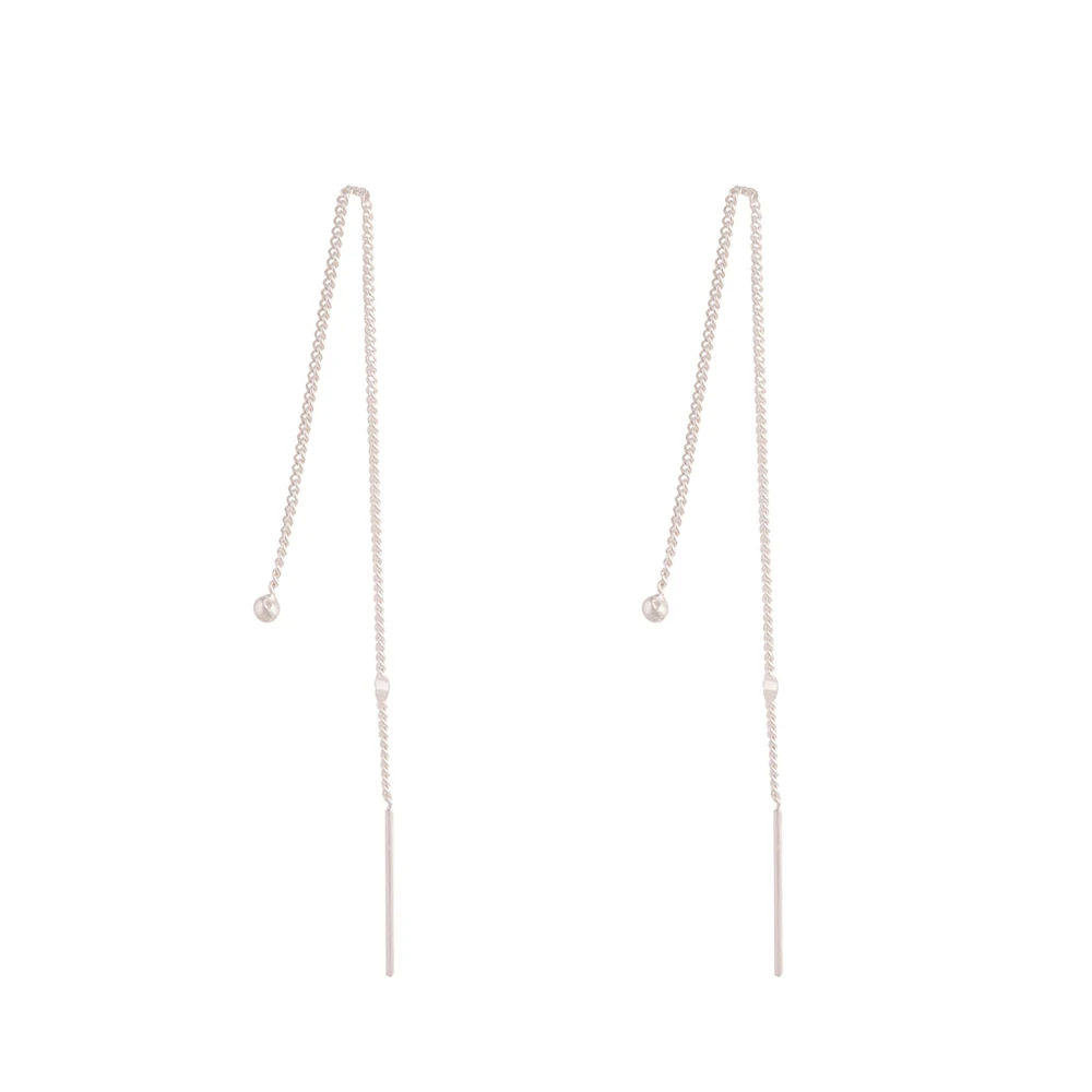 Sterling Silver Ball Thread Through Earrings