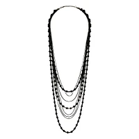 Black Bead Layered Necklace