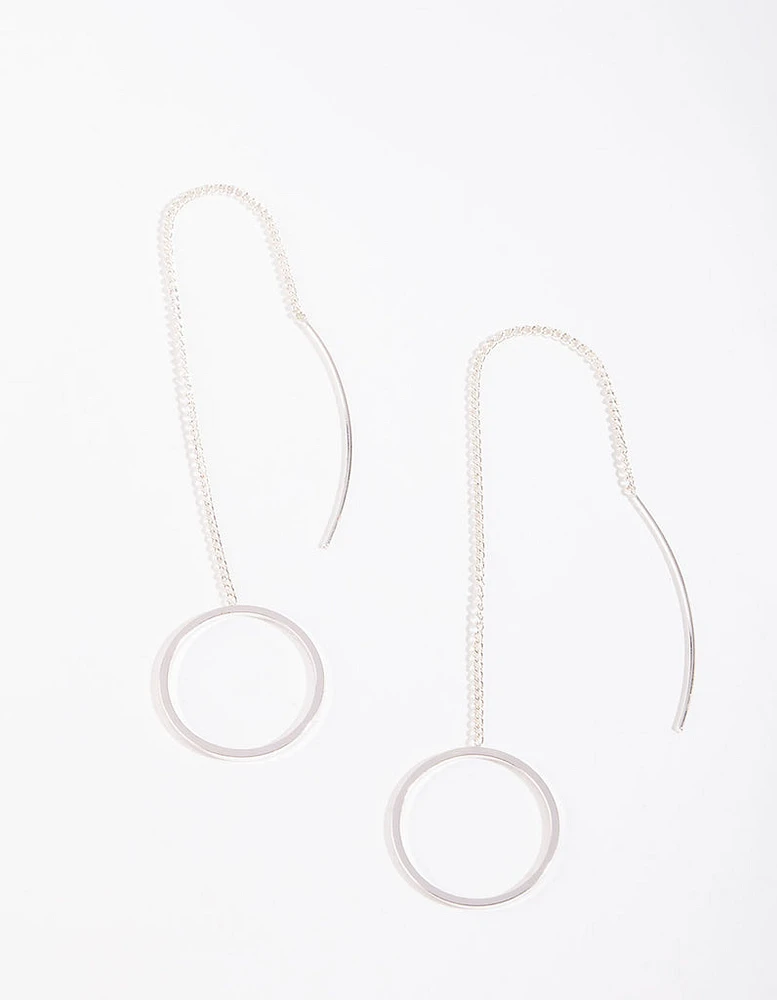 Silver Circle Thread Earrings