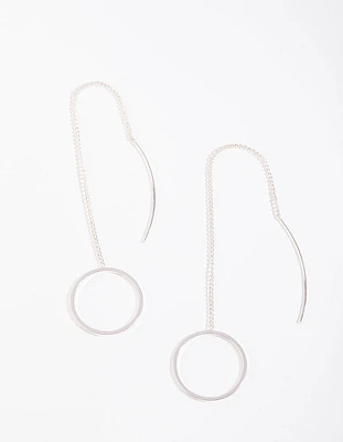 Silver Circle Thread Earrings