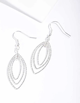 Silver Textured Layered Geo Earrings