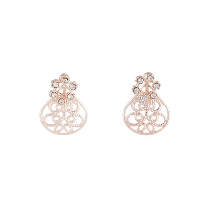 Rose Gold Filigree Sandwich Stud Earrings