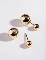 Gold Polished Jacket Earrings