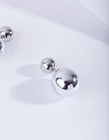 Silver Ball Sandwich Stud Earrings