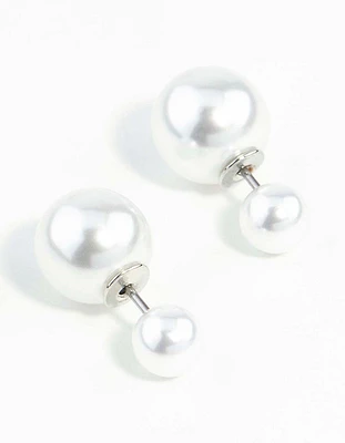 Pearl Ball Sandwich 8MM Stud Earrings