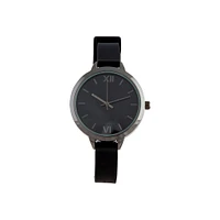 Black Skinny Faux Leather Strap Watch