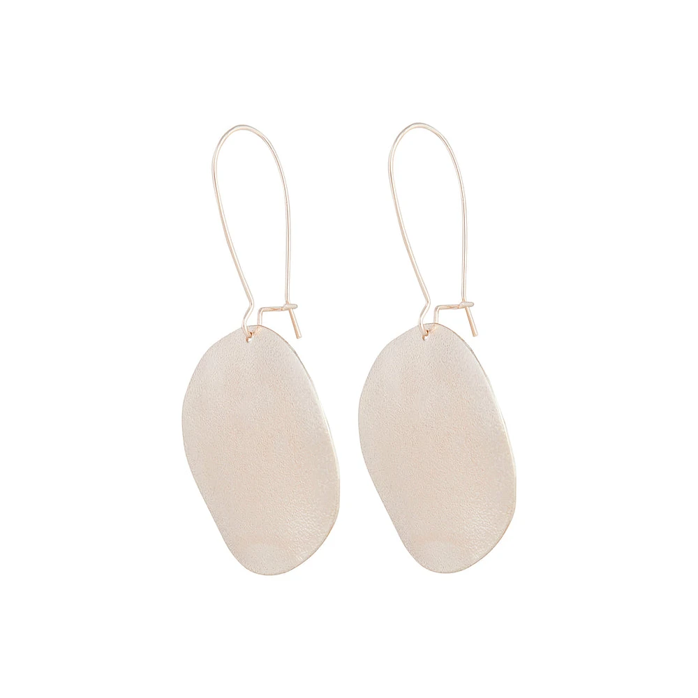 Rose Gold Sandblast Disc Drop Earrings