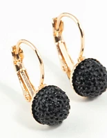 Gold Sparkle Ball Clip On Earrings