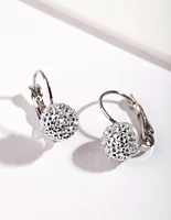 Rhodium Sparkle Ball Clip Earrings