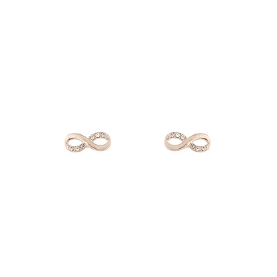 Rose Gold Infinity Diamante Stud Earrings