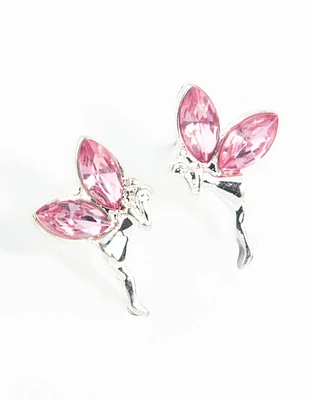 Silver Metal Fairy Stud Earrings