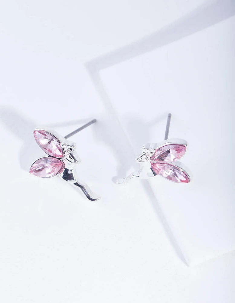 Rhodium Metal Fairy Stud Earrings