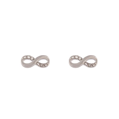 Rhodium Infinity Diamante Earrings