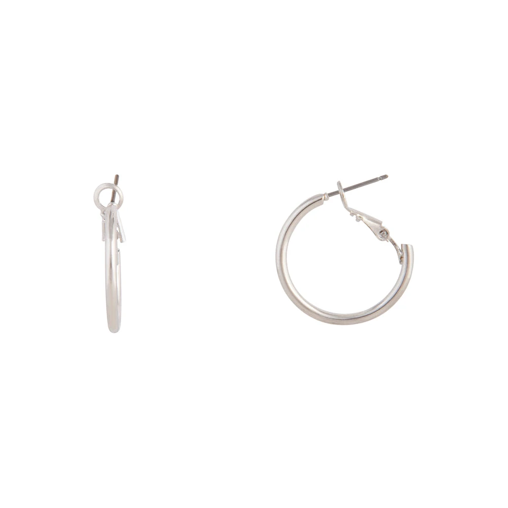 Rhodium 20mm Hoop Earrings