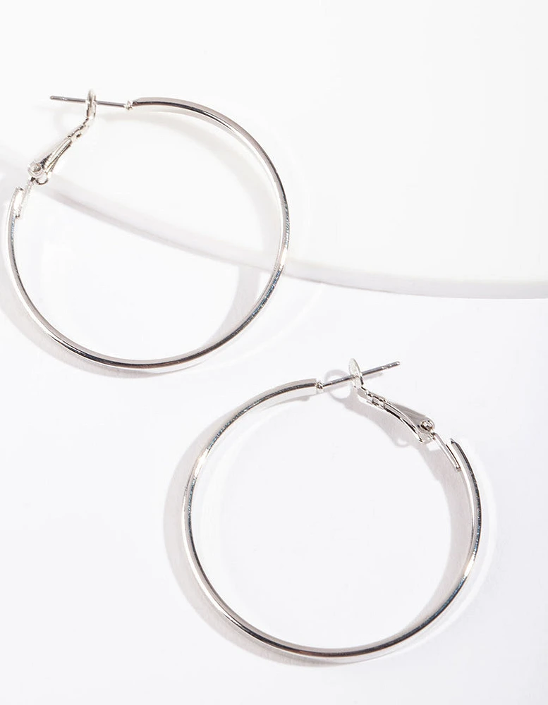 Silver 4cm Hoop Earrings