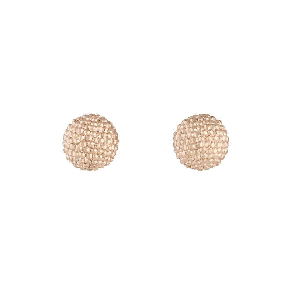 Rose Gold Texture Sparkle Ball Stud Earrings