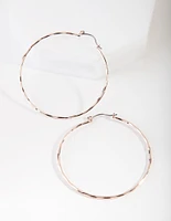 Rose Gold Textured Hoop Earrings