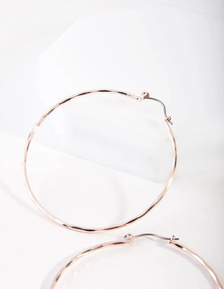 Rose Gold Textured Hoop Earrings