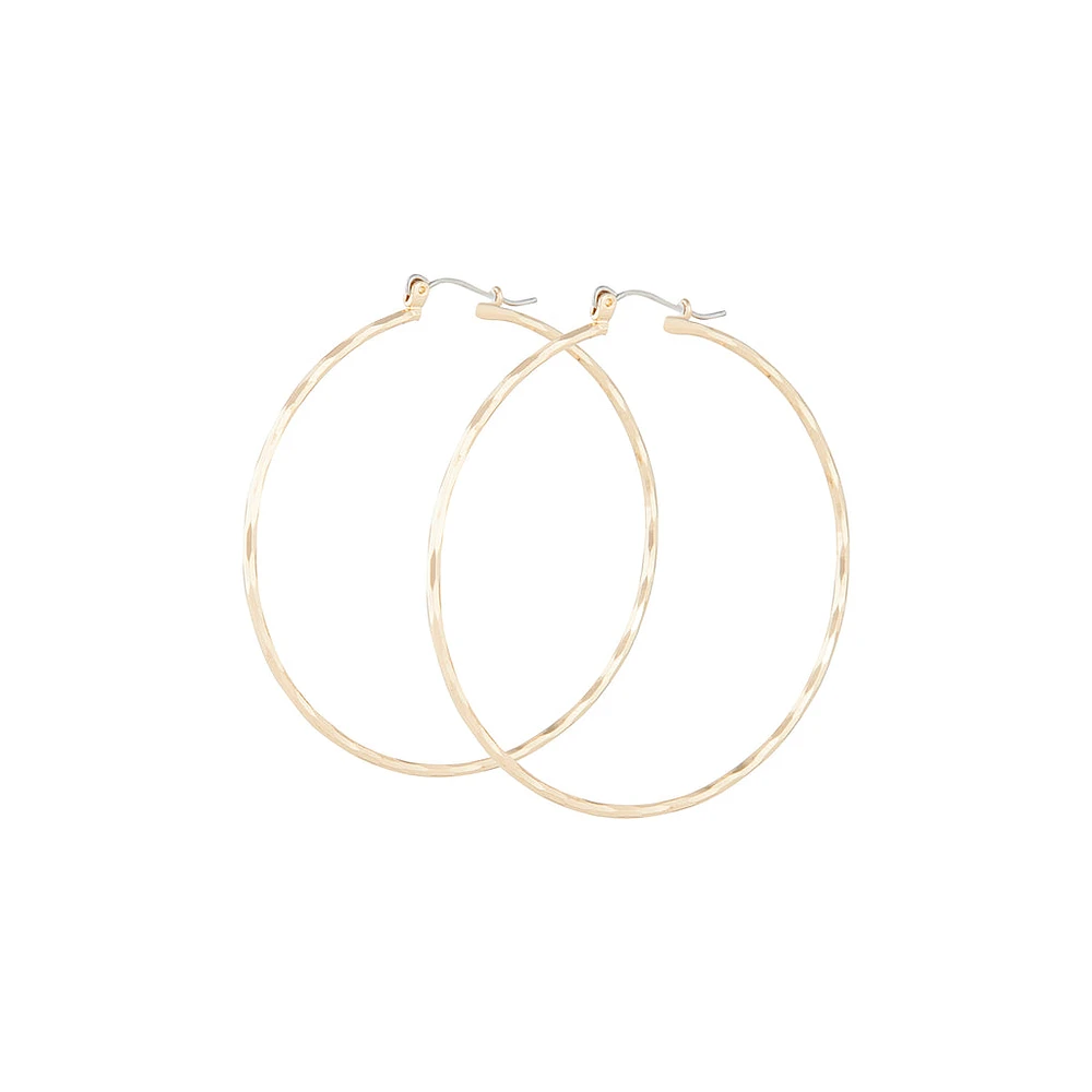 Gold Diamond Cut Hoop Earrings