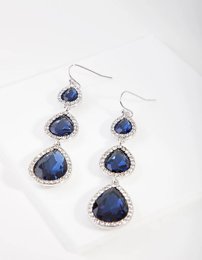 Rhodium Diamante Teardrop Earrings