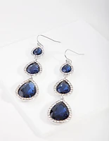 Rhodium Diamante Teardrop Earrings