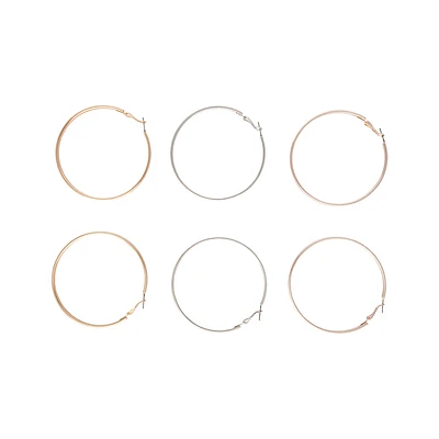 Mixed Metal Shiny Large Hoop Earring Pack