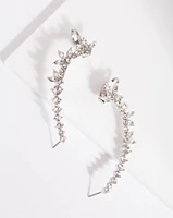 Silver Double Diamante Cuff Earrings