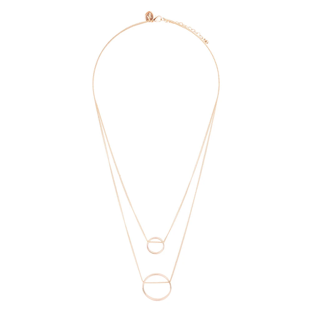 Gold Double Threaded Circle Necklace