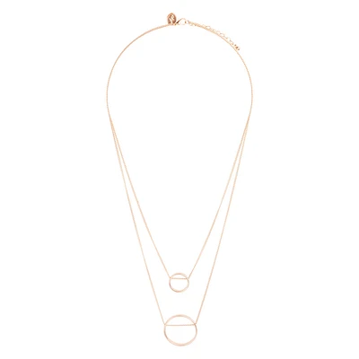 Gold Double Threaded Circle Necklace