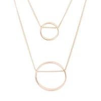 Gold Double Threaded Circle Necklace