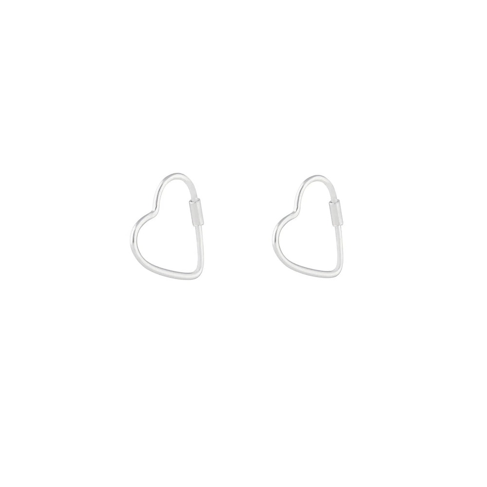 Sterling Silver Heart Hoop Earring