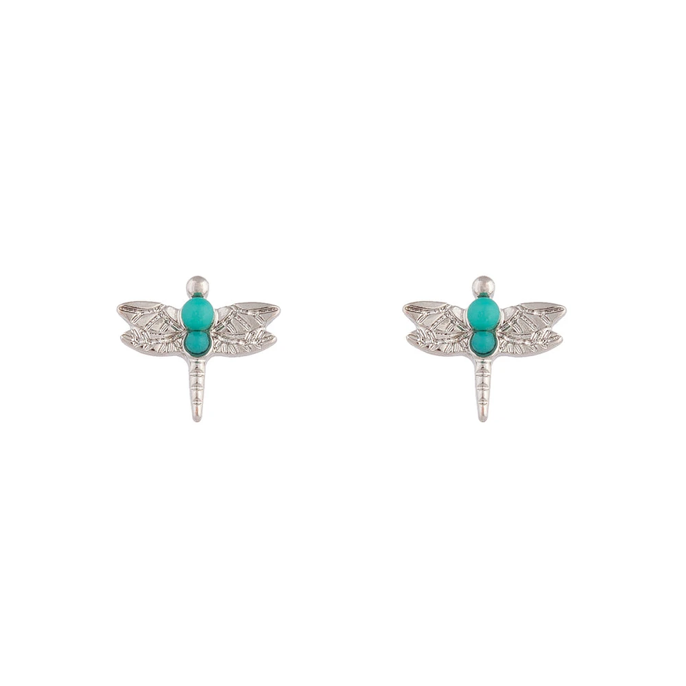 Rhodium Bohemian Dragonfly Earrings