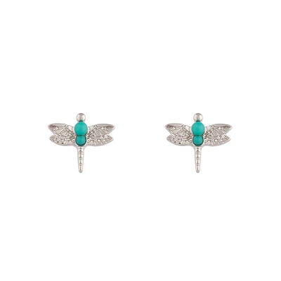 Rhodium Bohemian Dragonfly Earrings