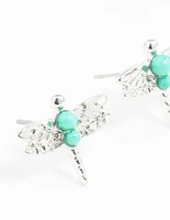 Rhodium Bohemian Dragonfly Earrings