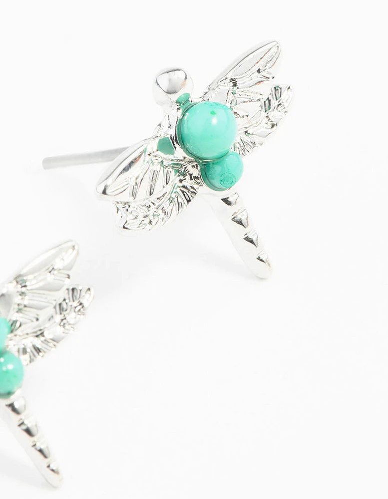 Rhodium Bohemian Dragonfly Earrings